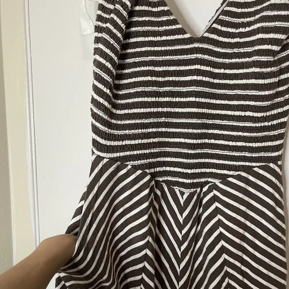 FREE PEOPLE x free-est Cecelia Midi Dress striped brown size Medium